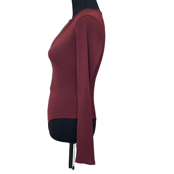 New ~ NAKED WARDROBE ~ Snatched Zip Front Long Sleeve Ribbed Bodysuit Sz M - Picture 3 of 6